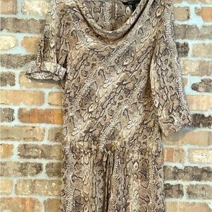 BCBGMaxAzria Brown Snake Print Long Sleeve Dress